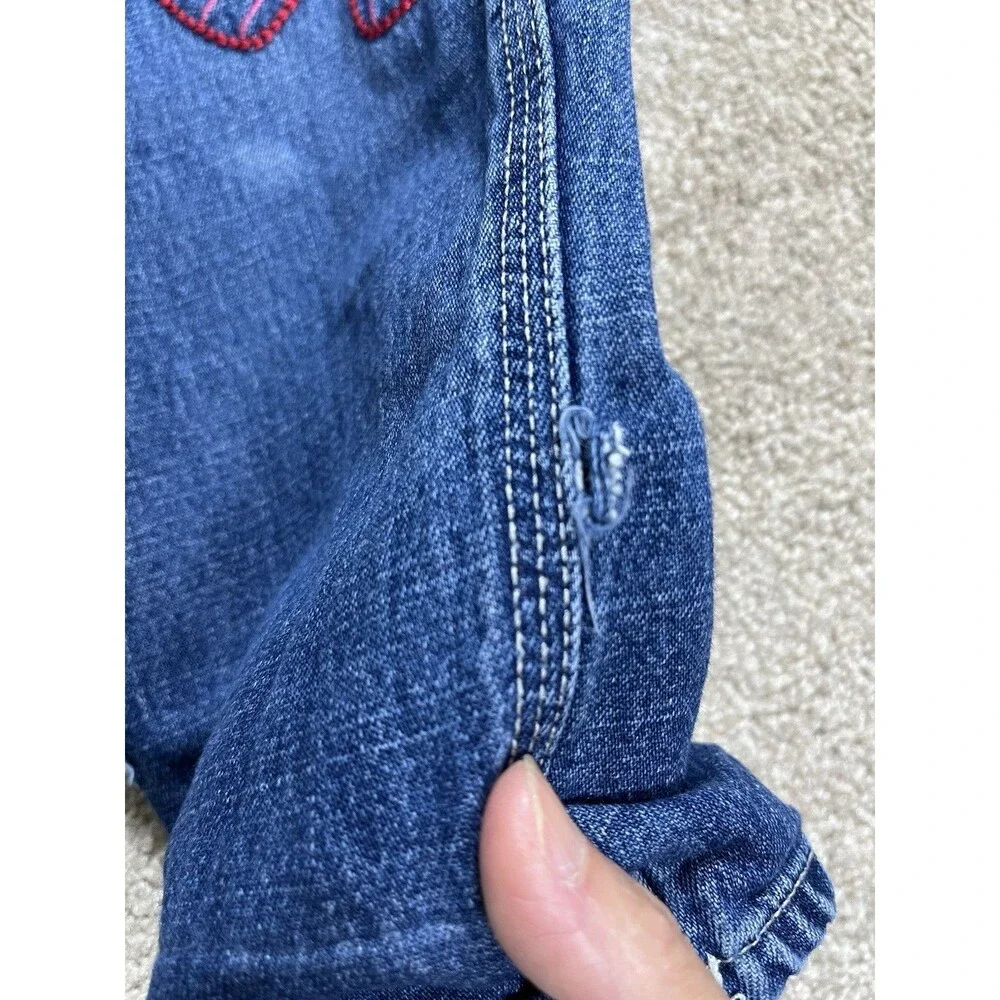 VTG 80s‎ 90s OSHKOSH B'GOSH Denim Overalls Vestbak Toddler 4T Flower Embroidery